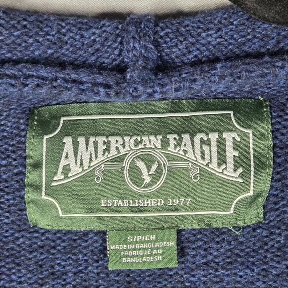 American Eagle Hooded Sweater Womens Small Blue Southwest Knit Pullover - Picture 5 of 10